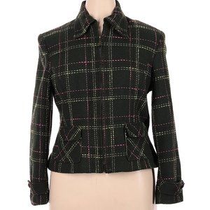 Evan Picone Checkered Gingham Plaid Jacket Size 16